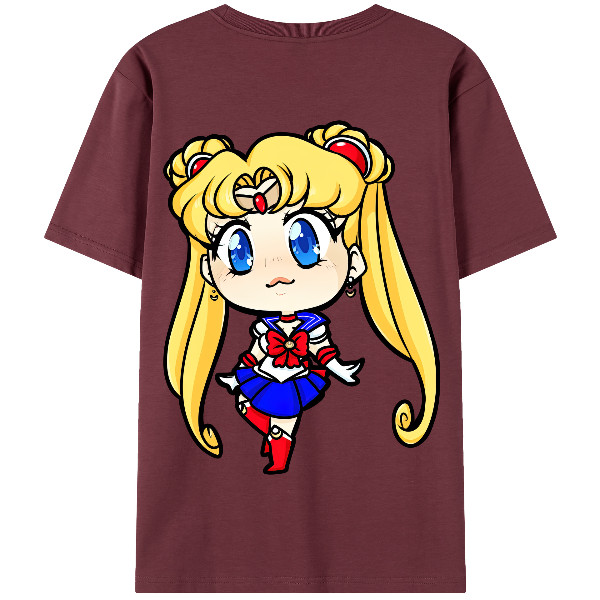 （画像用） 美少女戦士セーラームーン 月野 うさぎ つきの うさぎ Sailor Moon Tsukino Usagi 綿100％半袖Tシャツ（背面プリント）